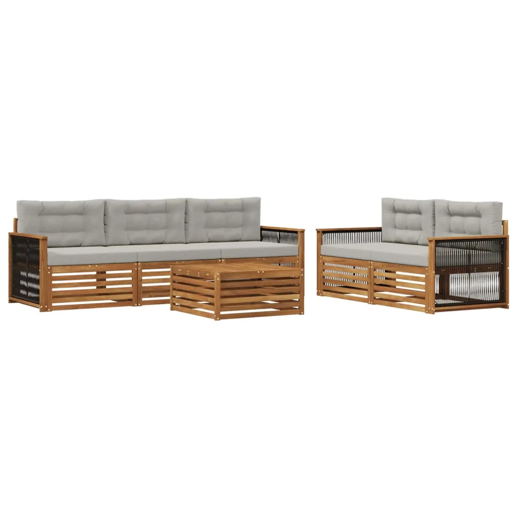 Set di divani da esterno 6 pcs Naturale e Grigio Chiaro 3383024