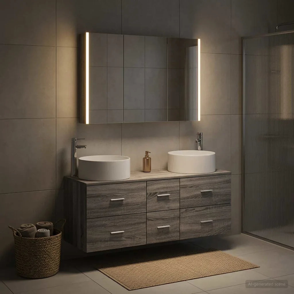 Set di mobili per il bagno 4 pz Sonoma grigio 3407108
