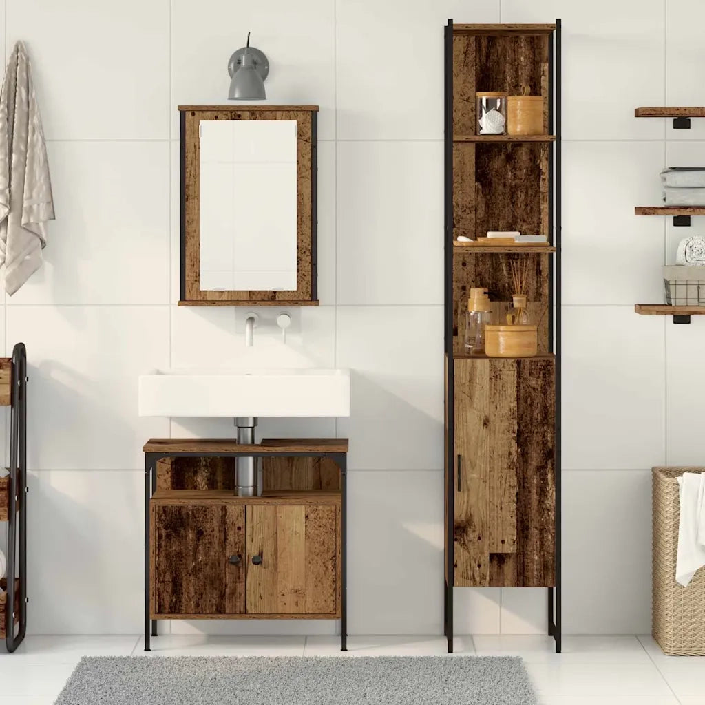 Set di mobili per il bagno con lo scaffale 3 pcs Legno vecchio 3332555