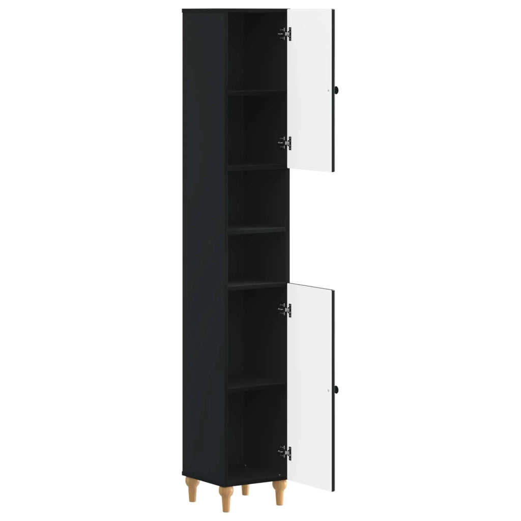 Armadio da Bagno con Ripiano Aperto ALKMAAR Nero 896156