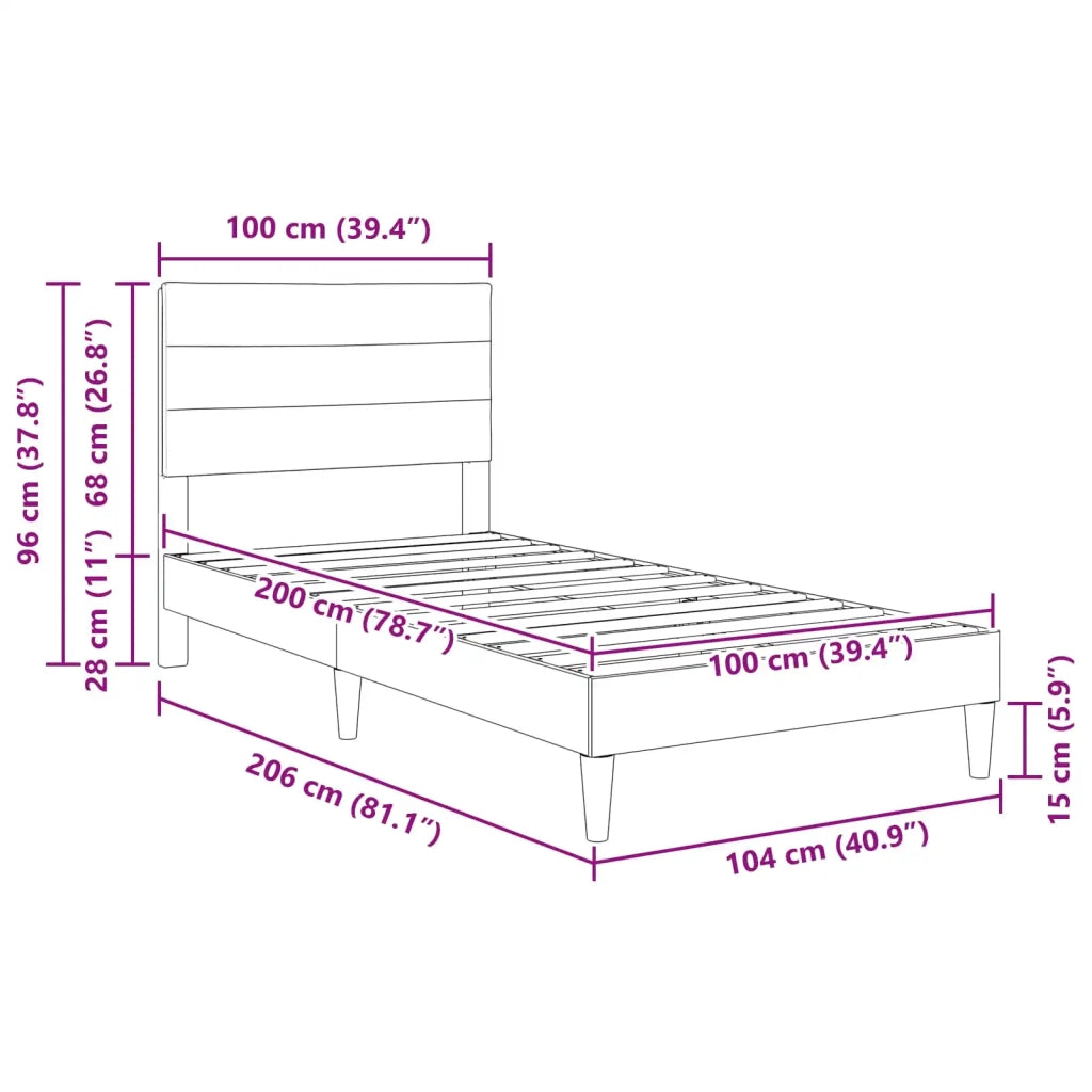 Struttura del letto-Giroletto Grigio Scuro 100 x 200 cm Tessuto 425547