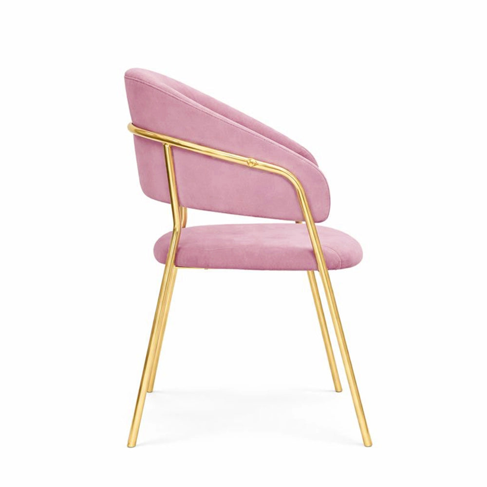 Sedie da sala da pranzo set da 4 Aurelia con schienale in velluto rosa