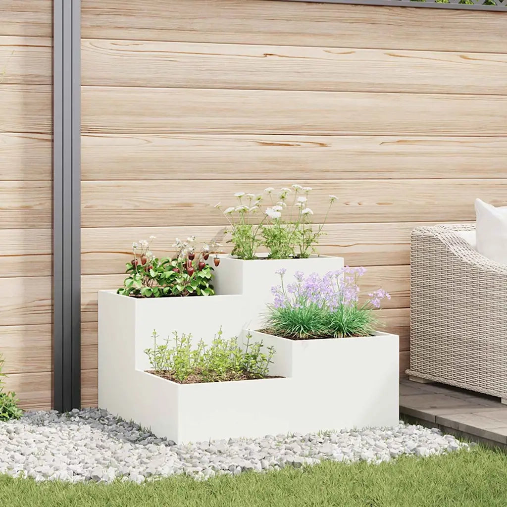 Vaso da giardino Bianco 80 x 80 x 60 cm Acciaio