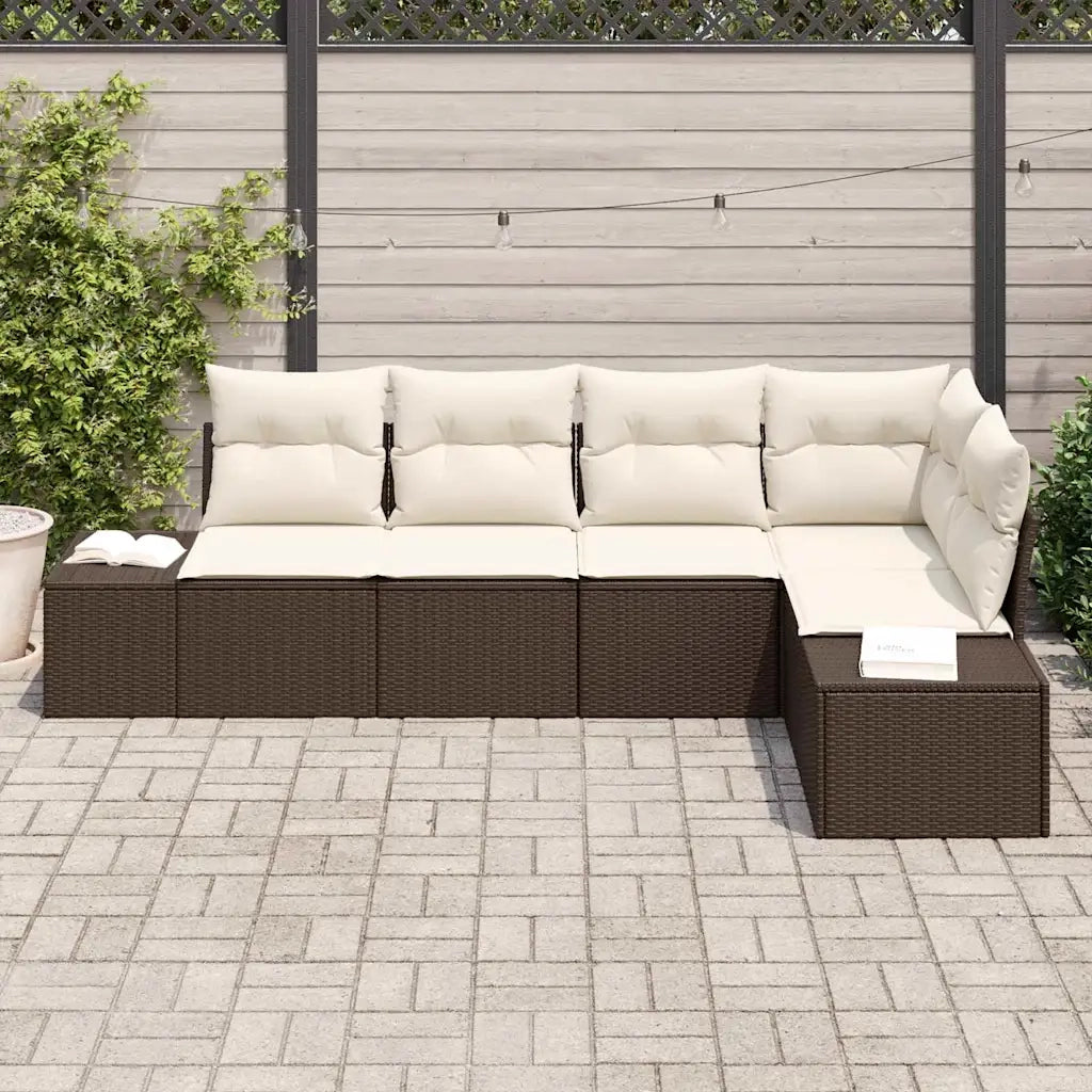Set Divano da Giardino 5 pcs Marrone polyrattan 3347058