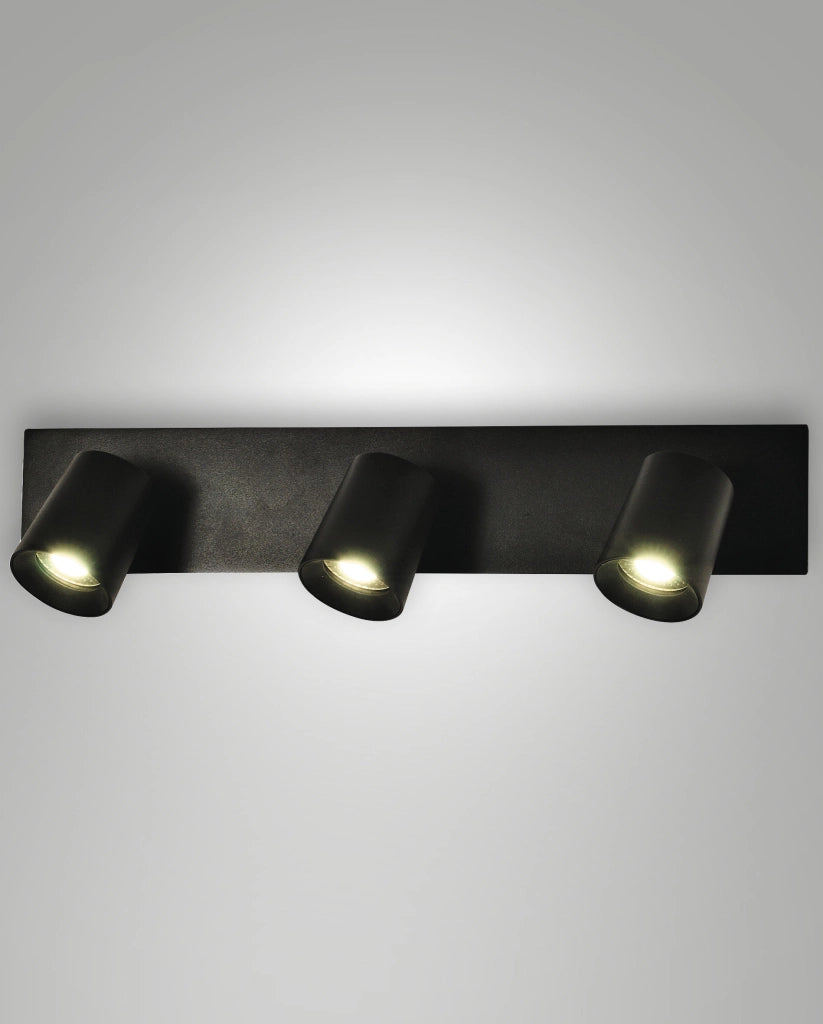 Modo Faretto Moderno a 3 Luci in Alluminio Pressofuso Colore Nero, Struttura Orientabile, Attacco GU10 Max 35W per Illuminazione d'Interni
