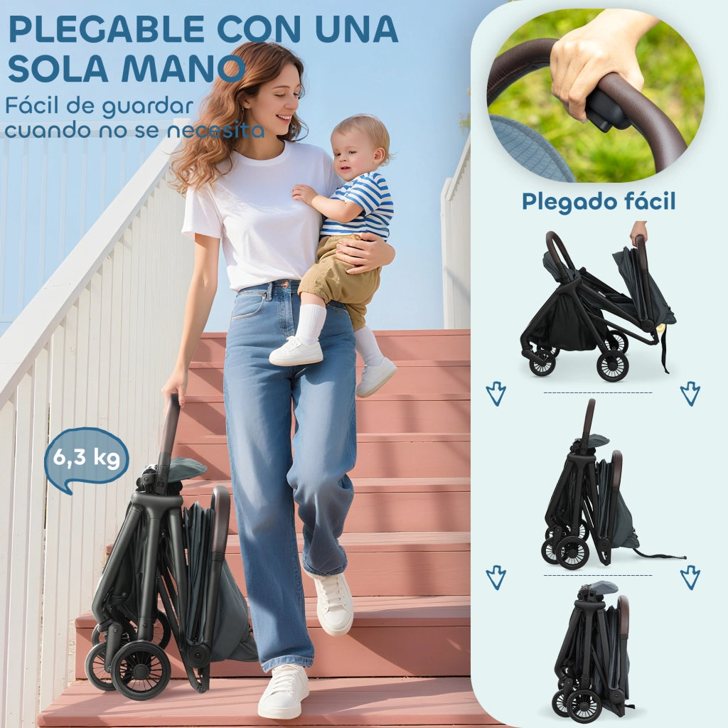 Carrozzina Pieghevole con Schienale Regolabile ¨C Minimal ¨C Blu