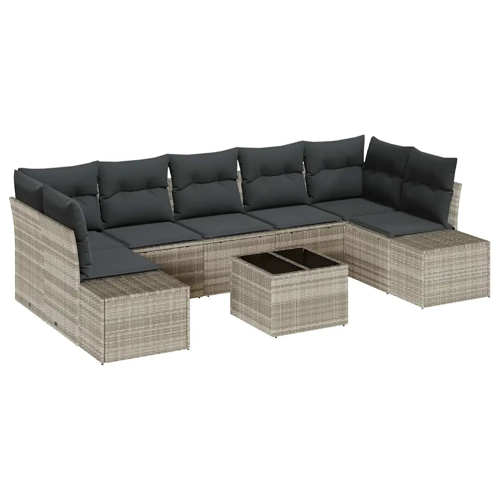 Set Divano da Giardino 8 pcs Grigio chiaro polyrattan 3346982