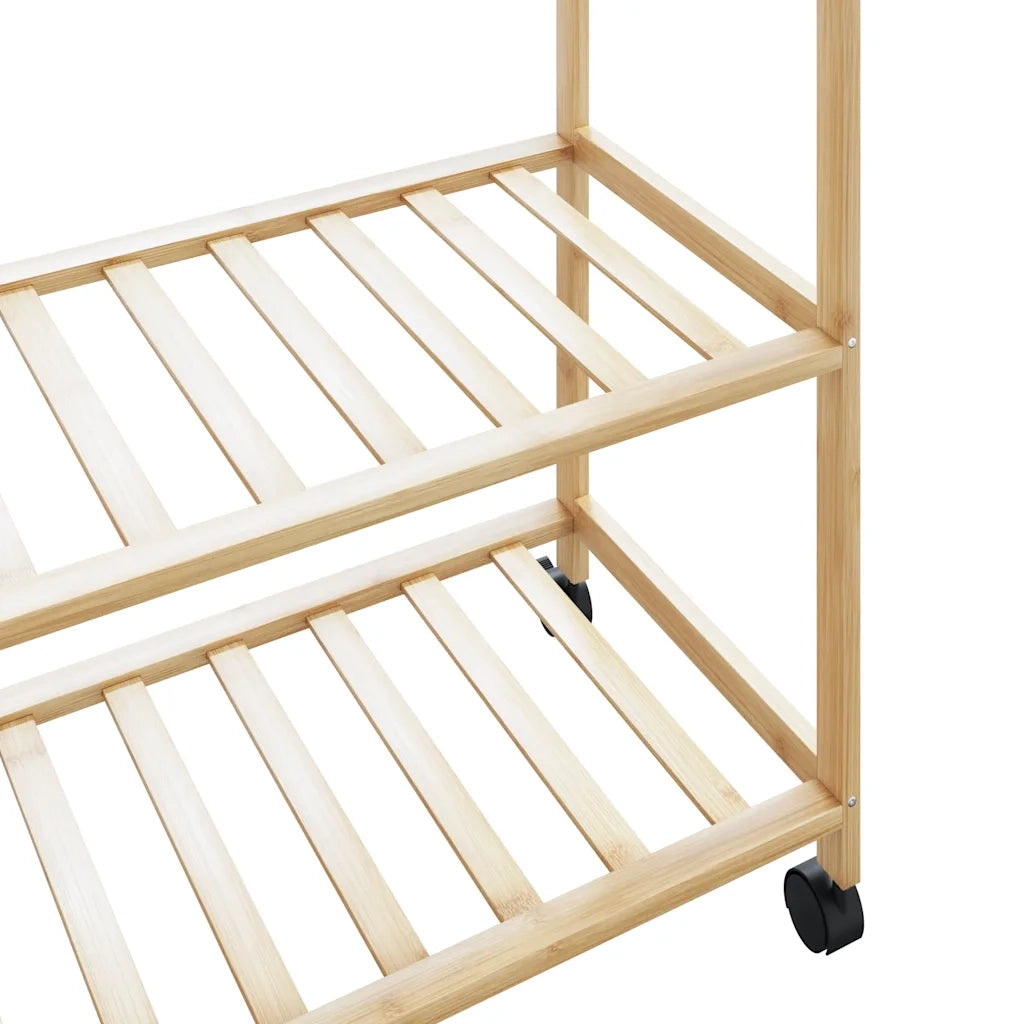 Appendiabiti con Ripiani e Ruote 110x40x180 cm in Bambù 4008923