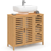 IDMarket - Mobiletto da bagno in bambù BEA con armadio e 3 cassetti
