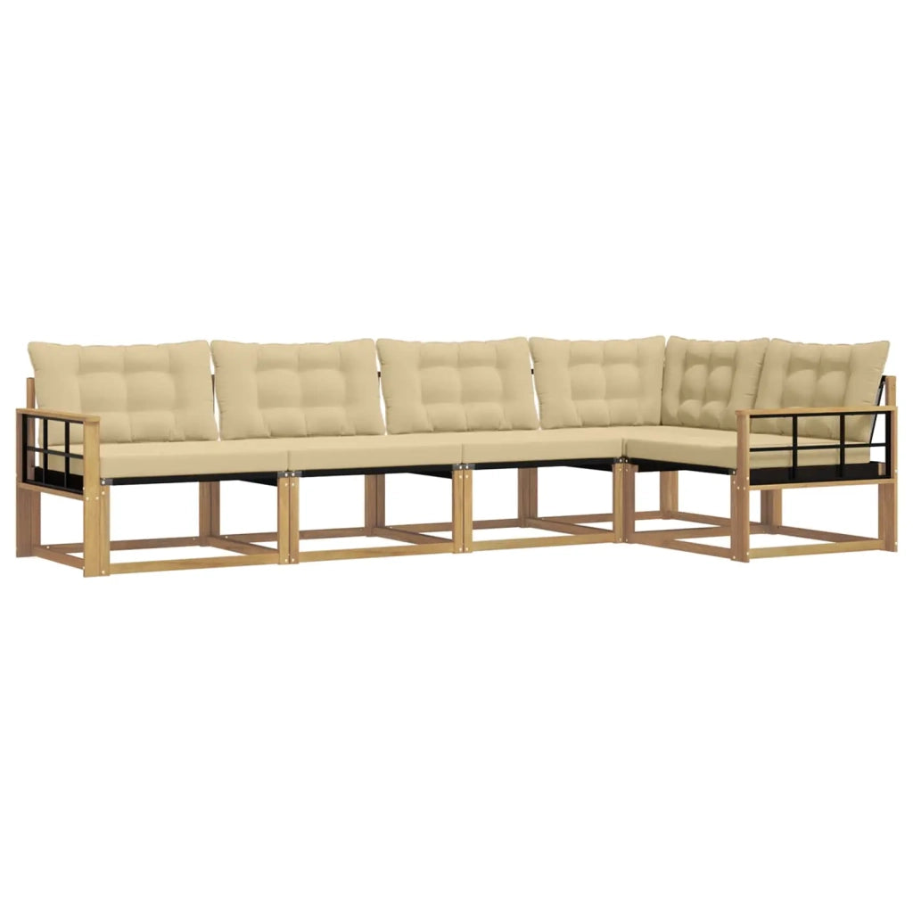 Set di divani da esterno con cuscino 5 pcs Bianco e Beige 3388691