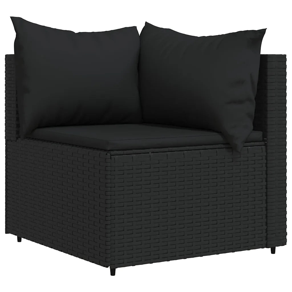 Divani Angolari da Giardino con Cuscini 2pz in Polyrattan Nero 319778