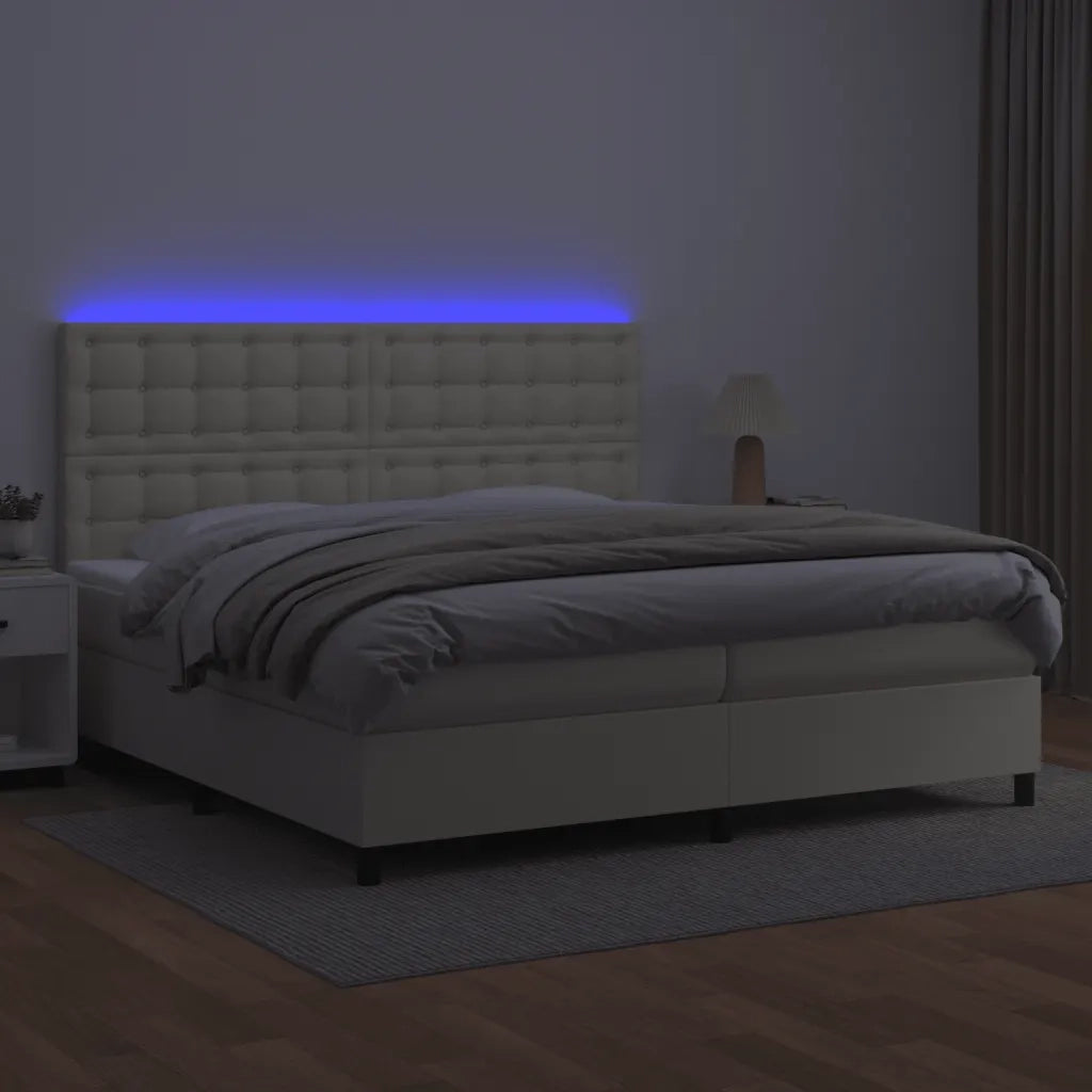Giroletto a Molle con Materasso e LED Crema 200x200 cm 3135965