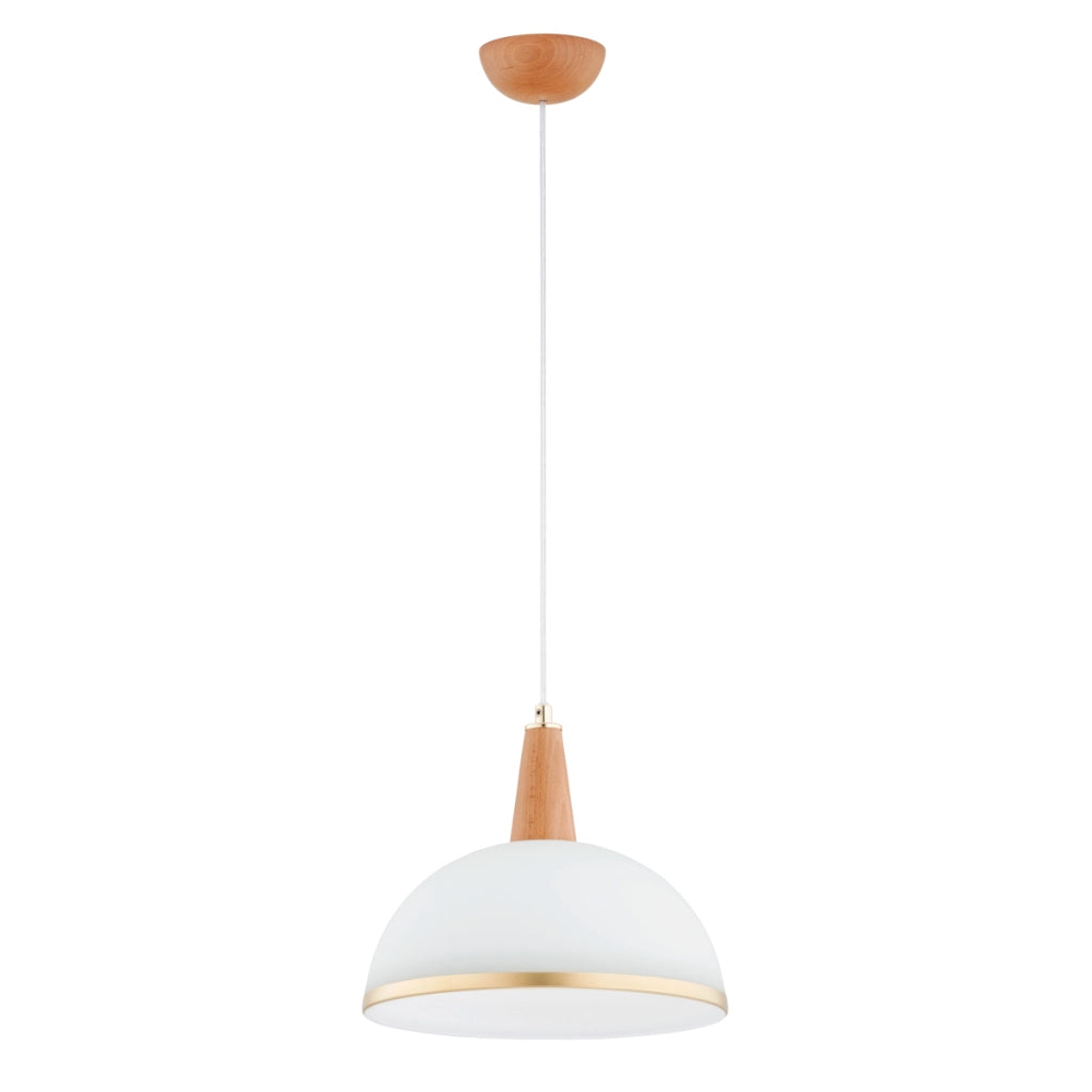 Lampada a sospensione Alfa REYNO legno bianco oro E27