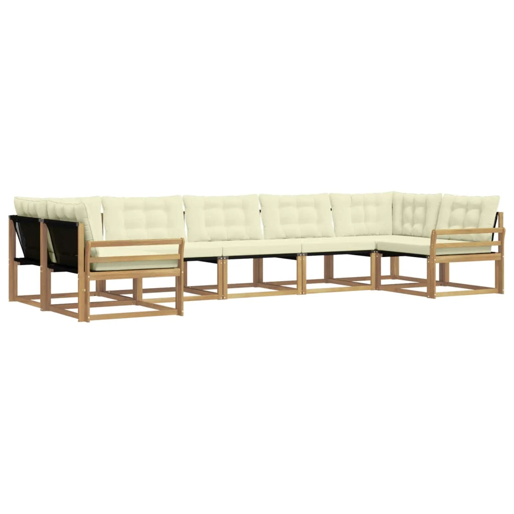 Set di divani da esterno 7 pz Bianco e Crema 3389044