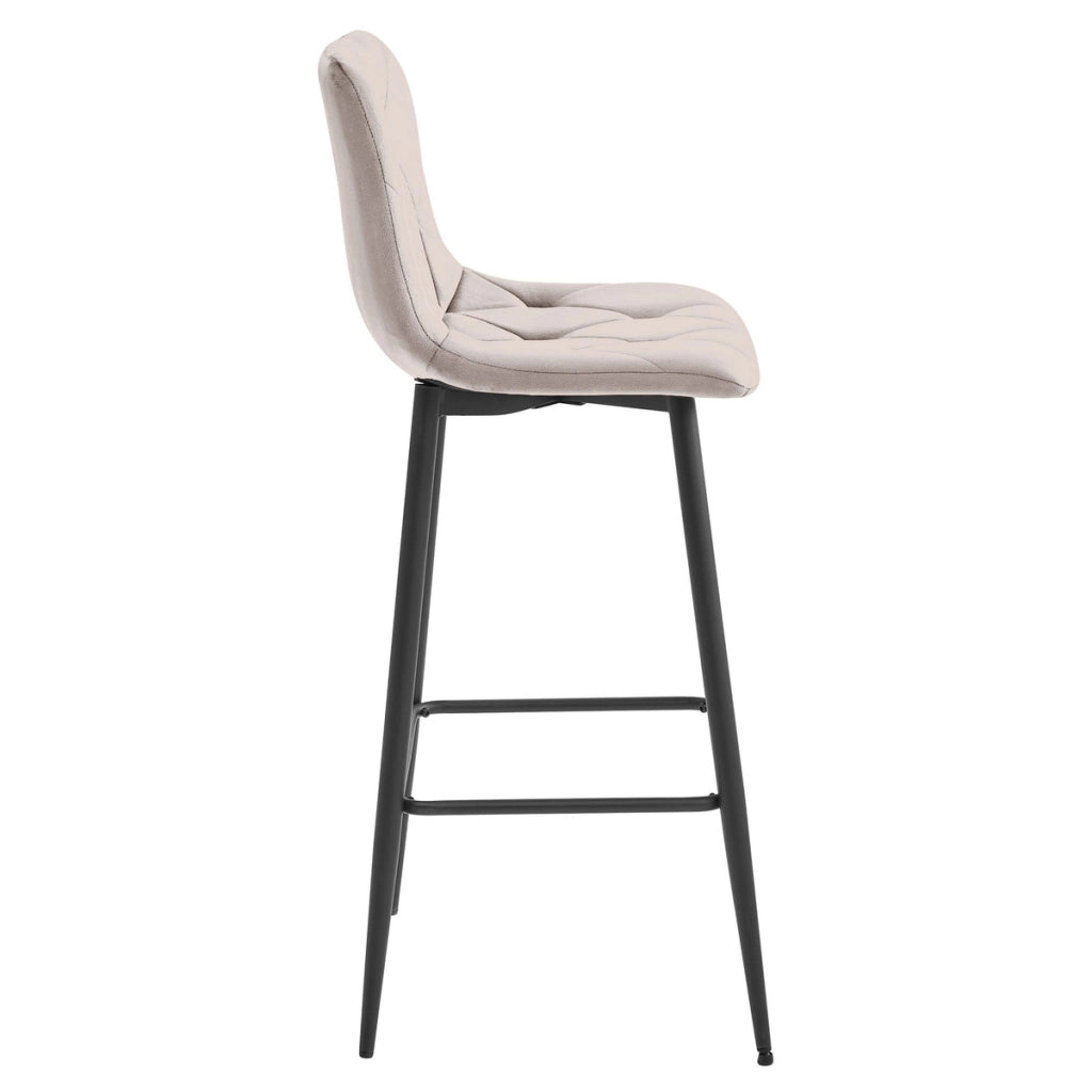 Set di 2 sgabelli da bar Nado in velluto beige e metallo
