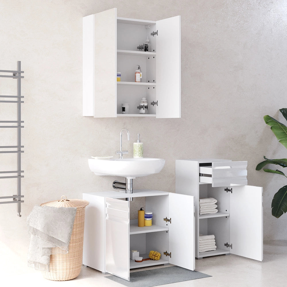 Vicco Set mobili bagno Bianco lucido 3 parti