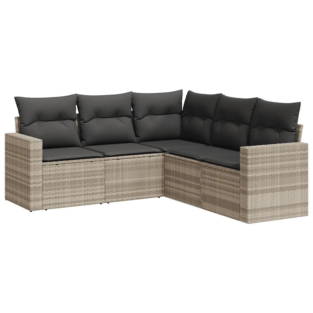 Set Divano da Giardino 5pz con Cuscini Grigio Chiaro Polyrattan 3218942