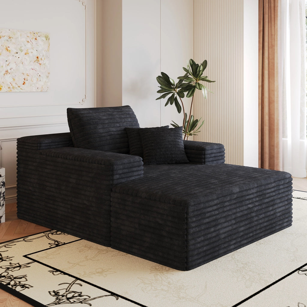 DIVANO Chaise longue in tessuto nero, senza montaggio