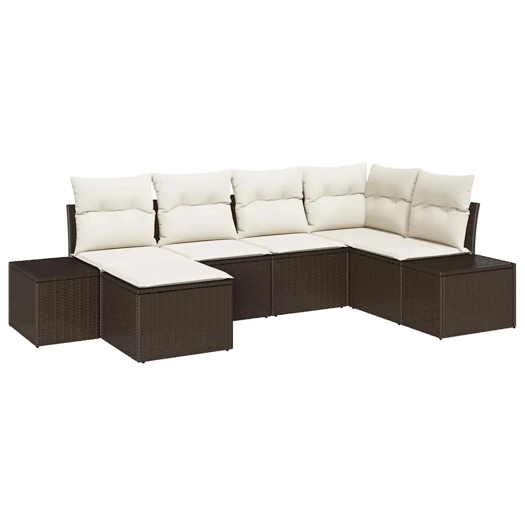 Set Divano da Giardino 6 pcs Marrone e Crema polyrattan 3347128