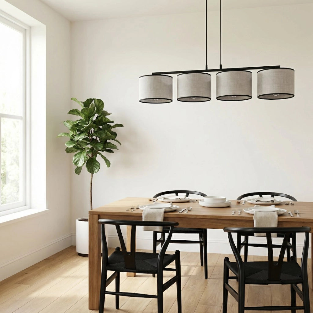 Lampada a sospensione ECO cilindrica 4xE27 grigio-nera Emibig