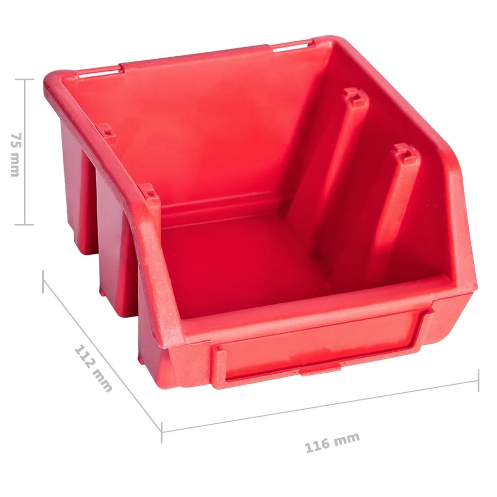Kit Contenitori 80 pz con Pannelli a Parete Rosso e Nero 150812