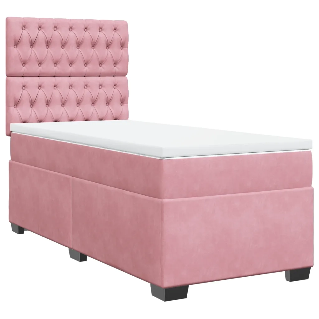 Giroletto a Molle con Materasso Rosa 80x200 cm in Velluto