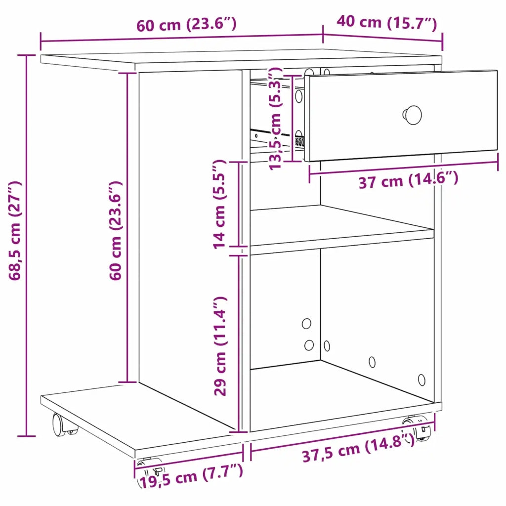 Supporto per Stampante Legno vecchio 60 x 40 x 68.5 cm 8004429