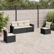 Set Divani da Giardino 5 pz con Cuscini in Polyrattan Nero 3218776