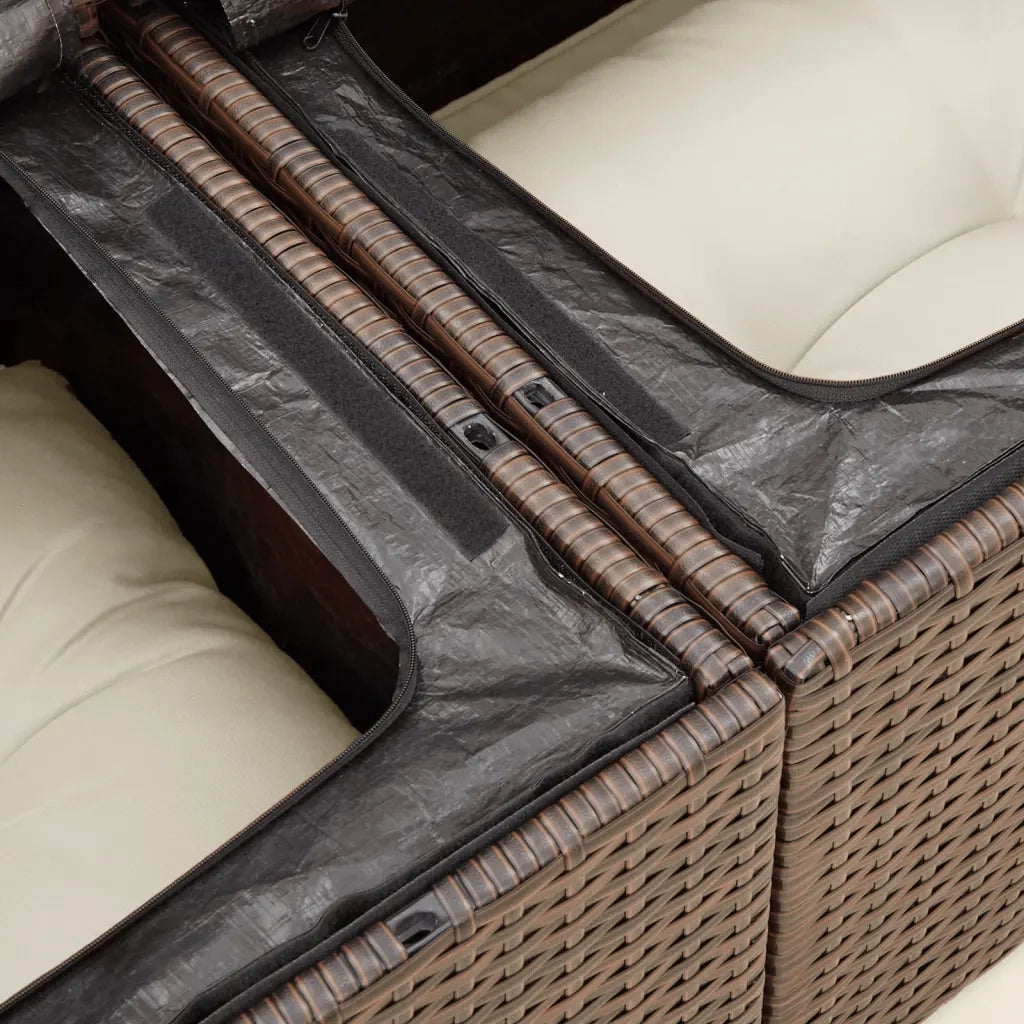 Divano da Giardino a 2 Posti con Cuscini in Polyrattan Marrone 366220