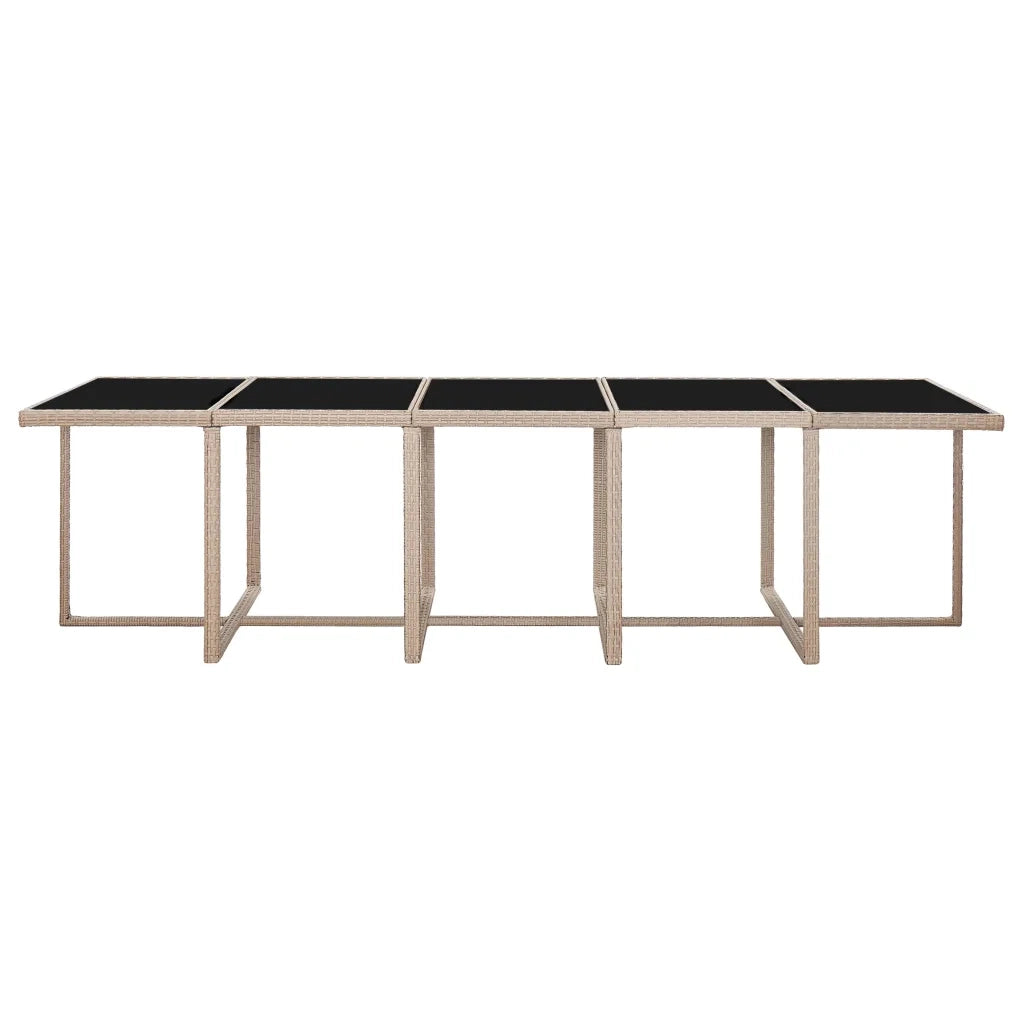 Set da Pranzo da Giardino 15 pz con Cuscini in Polyrattan Beige 46422