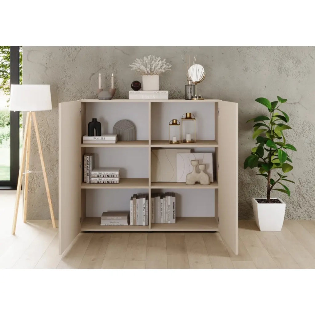 Buffet alto SCENA – L121 x H111 x P42 cm – 2 porte – Colore Cachemire