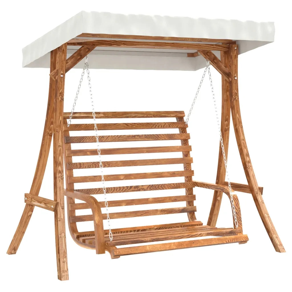 Panca a Dondolo con Tetto Massello di Abete Finitura in Teak 3200627