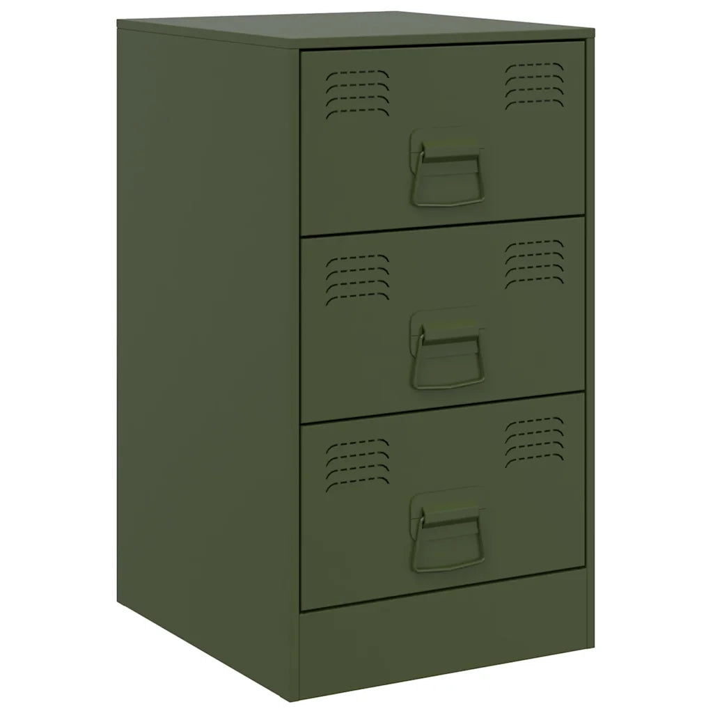 Comodini 2 pz-Set di 2 Tavolino da notte Verde Oliva 34,5x39x62 cm in Acciaio 363105