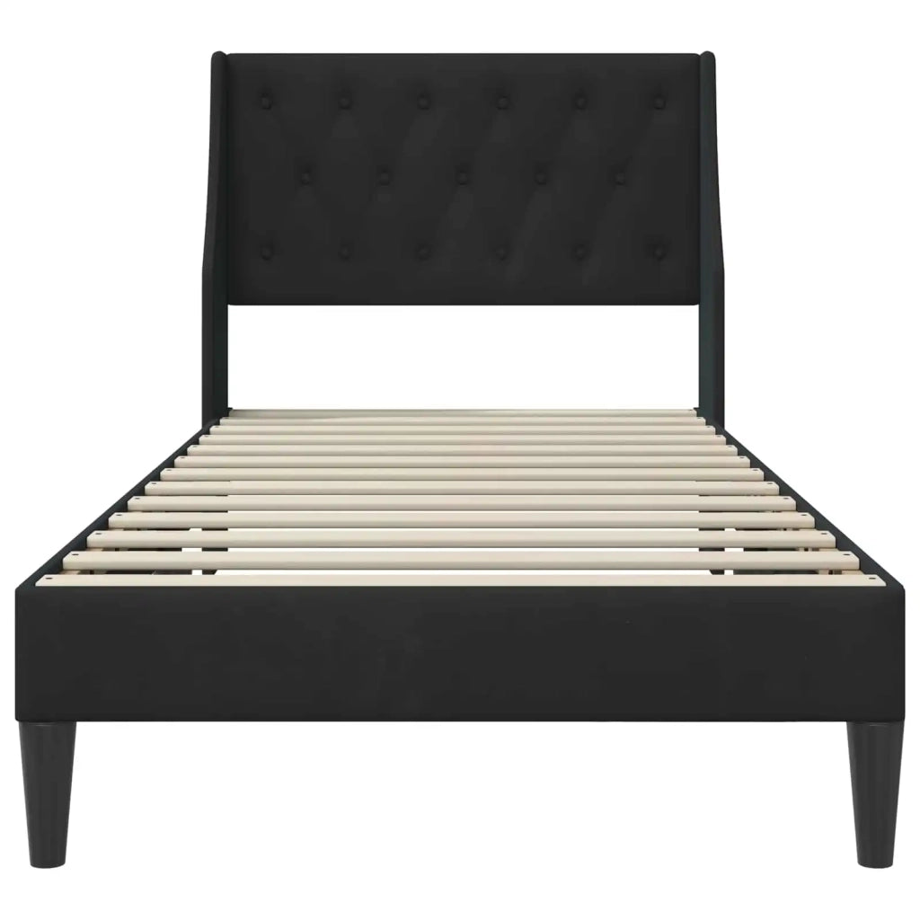 Struttura del letto con testiera-Giroletto Nero 90 x 190 cm Velluto 384876