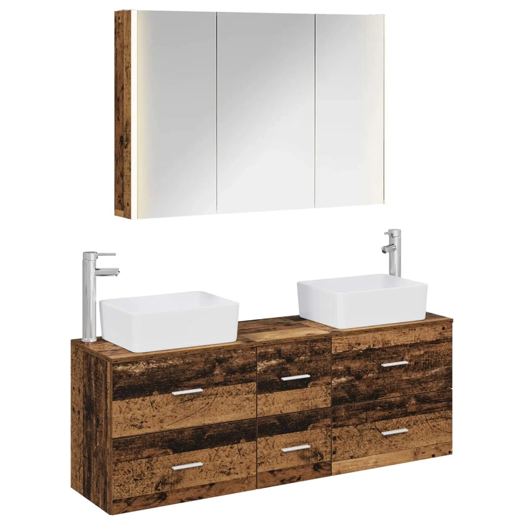 Set di mobili per il bagno 4 pz Legno antico 3406869
