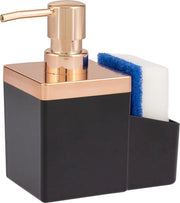 Organizzatore per vasca da bagno con dispensatore per detersivo e supporto per spugna (nero-rosa)