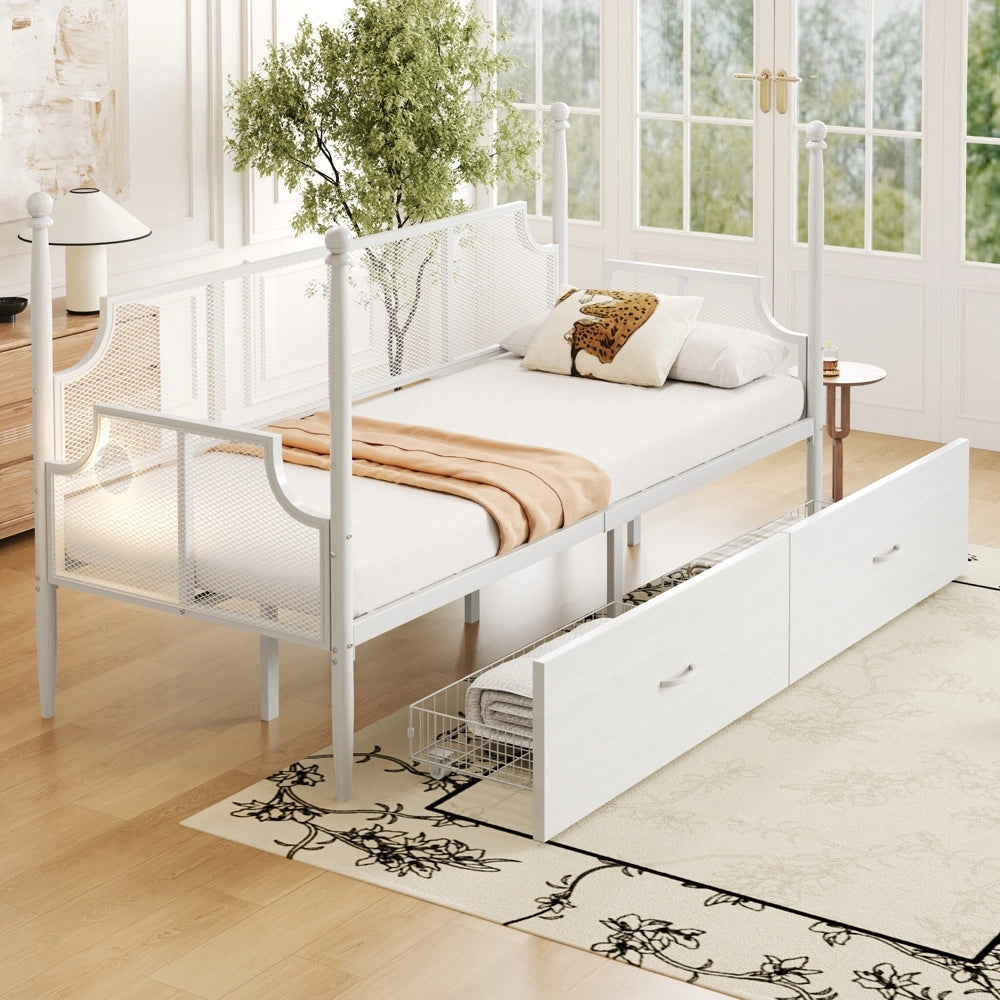 Divano letto - Xylo - 90x200 cm vintage bianco