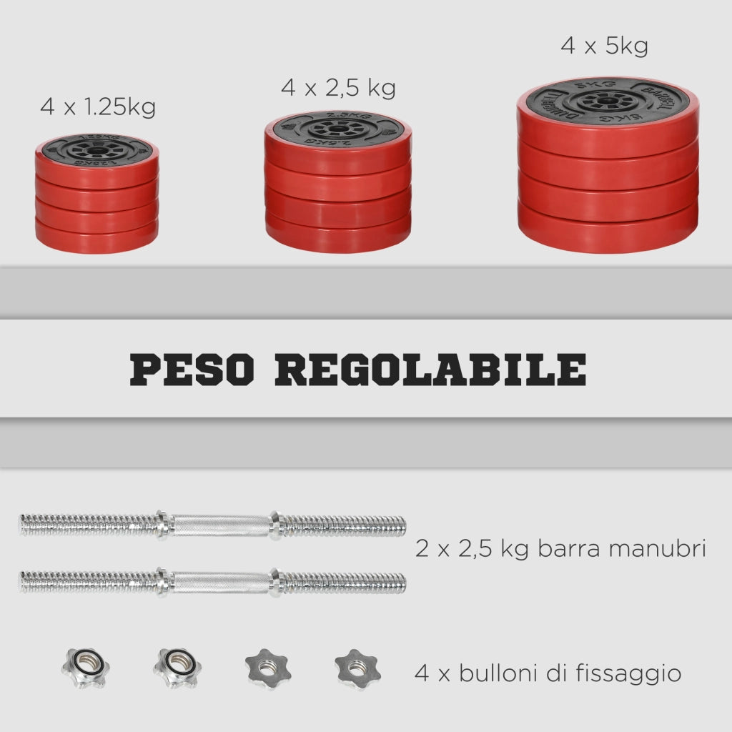 Set Manubri Palestra ¨C Minimal ¨C Rossa 45x26x26 cm