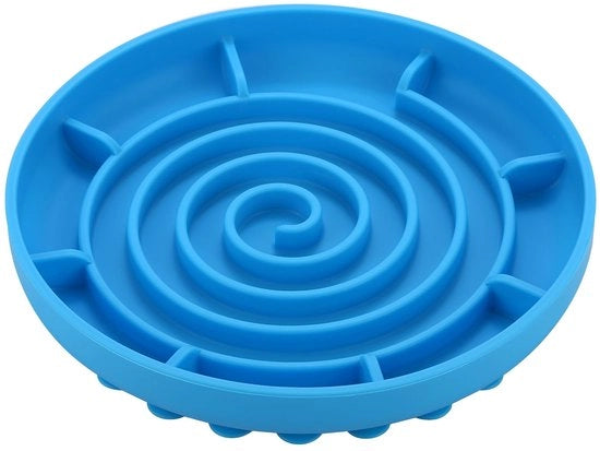 Insert anti-gulping per cani in silicone, alimentatore lento per cani (piccolo, blu)