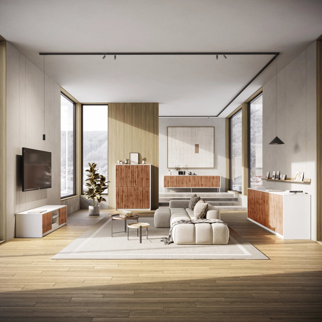 Credenza alta BUDAPEST bianco/quercia