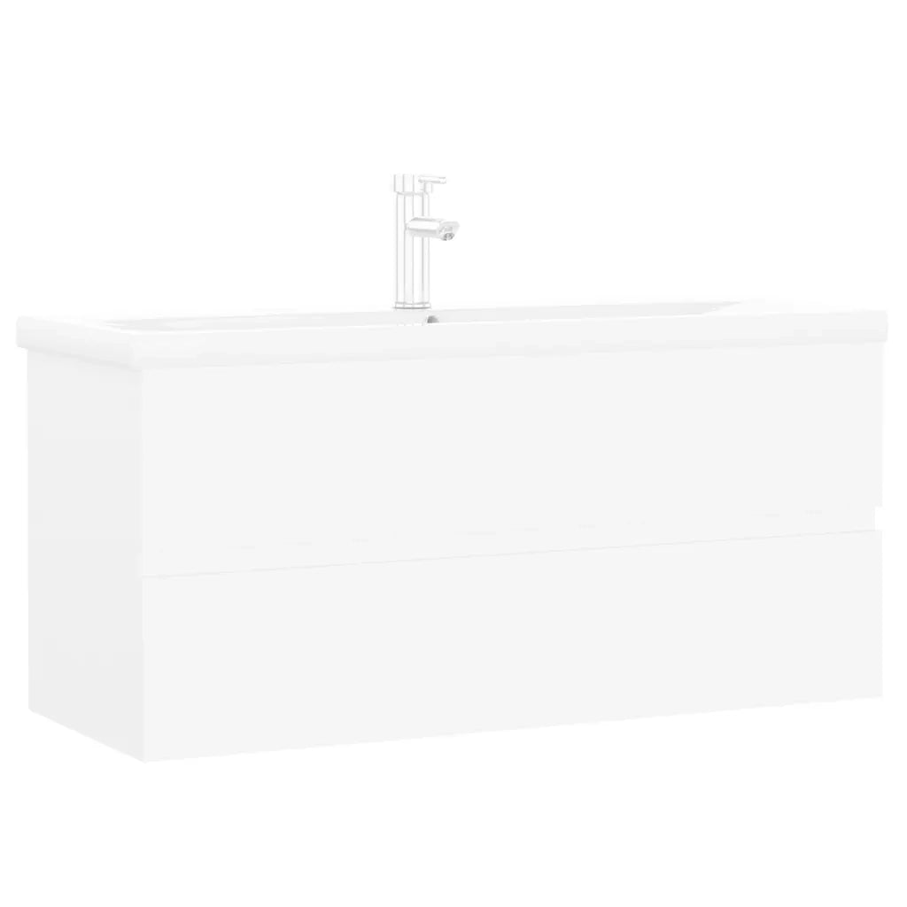 Mobile Bagno con Lavabo Integrato-Lavandino-Lavabo Bianco in Legno Multistrato 826591