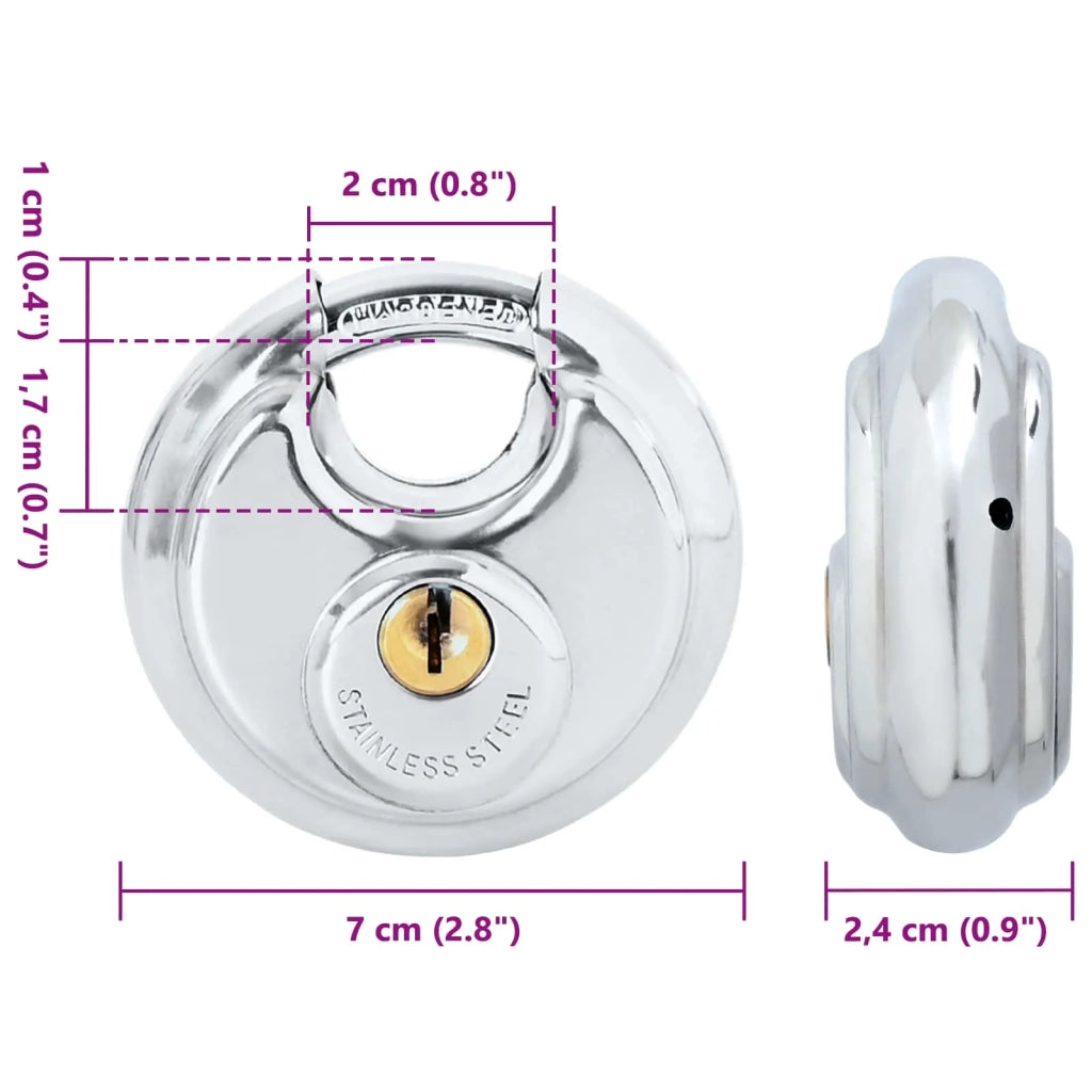 Lucchetti Discus con Chiavi 2 pcs Argento 7 x 2.4 x 7 cm 42020747