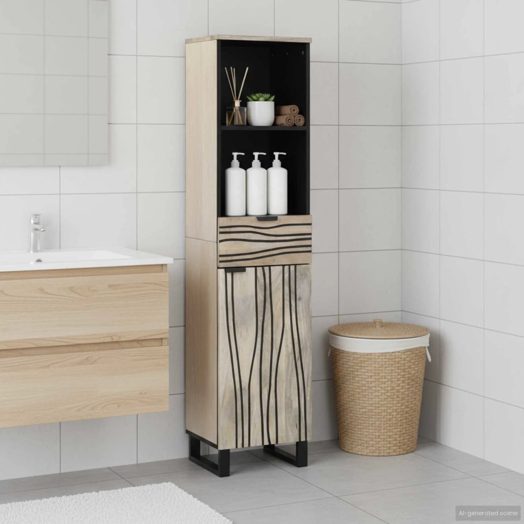 Armadio per Lavabo da Bagno-Armadietto da bagno-Mobiletto da bagno con porta Bianco 38 x 33 x 160 cm