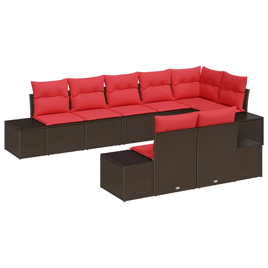 Set Divano da Giardino con cuscino 8 pcs Marrone polyrattan 3347114