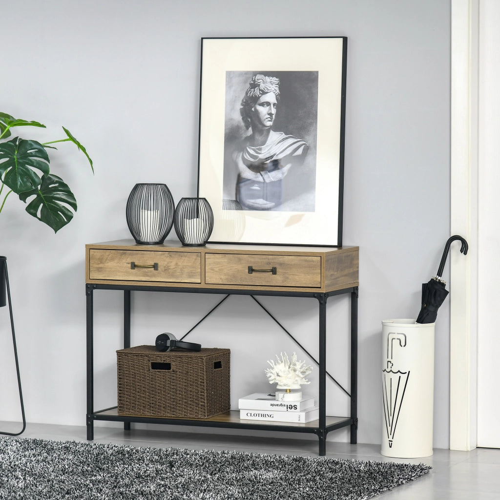 Consolle con 2 cassetti e ripiano ¨C Minimal ¨C Legno 100x35x76 cm