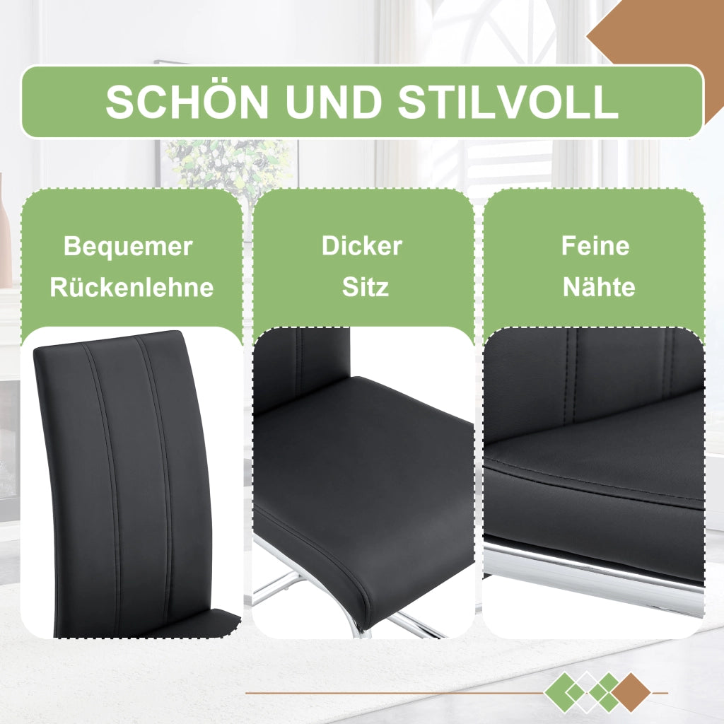 Sedia da Pranzo Moderna ¨C MINIMAL ¨C Nero, Ecopelle e Struttura in Metallo