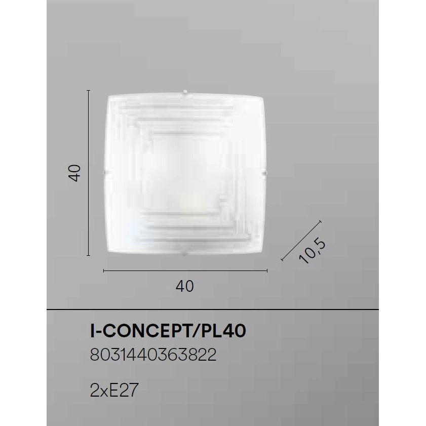 PLAFONIERA CONCEPT 3XE27 40X40XH10,5CM A RIGHE.