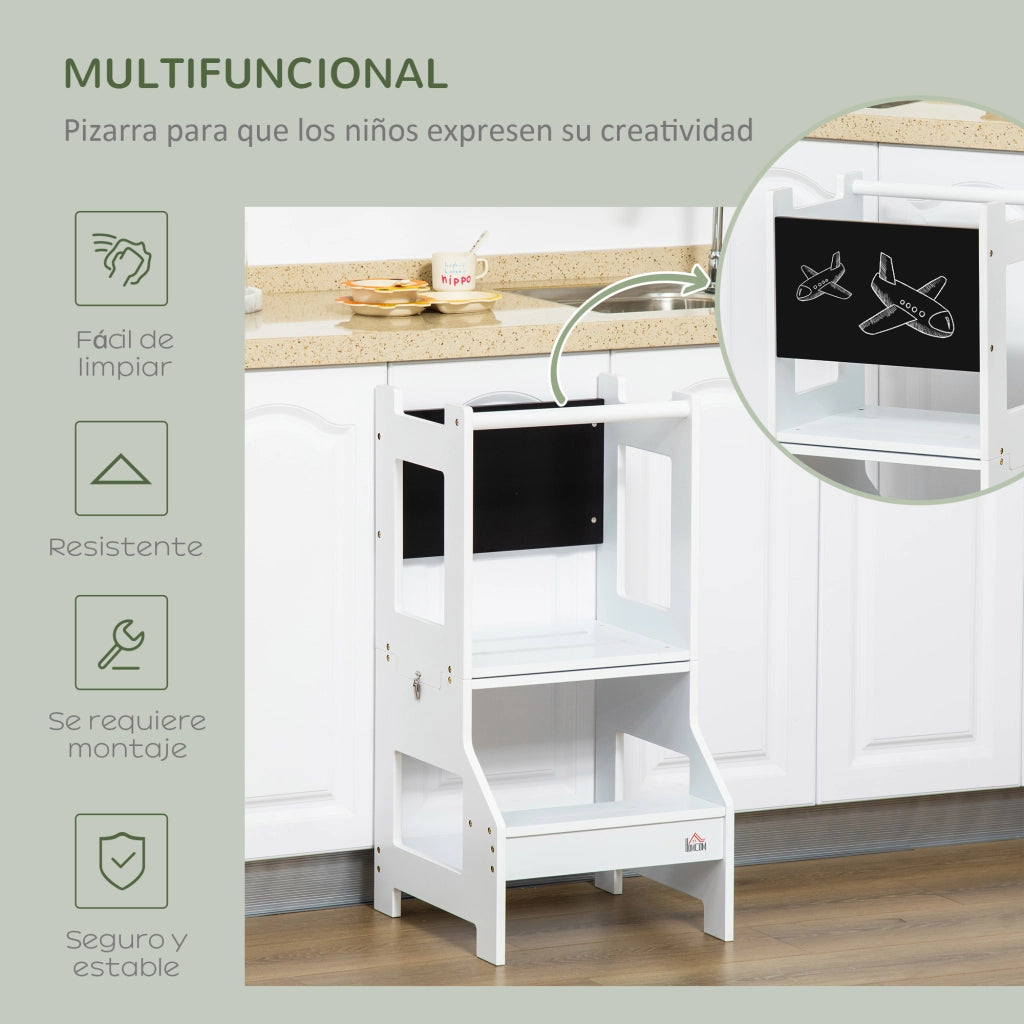 Scrivania per bambini con pannello scrivibile ¨C zephmum ¨C Bianco 42x44x86 cm