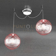 MOON SOSPENSIONE 2 LUCI D.30 CM. VETRO ROSSO 1117-S2-30-RO