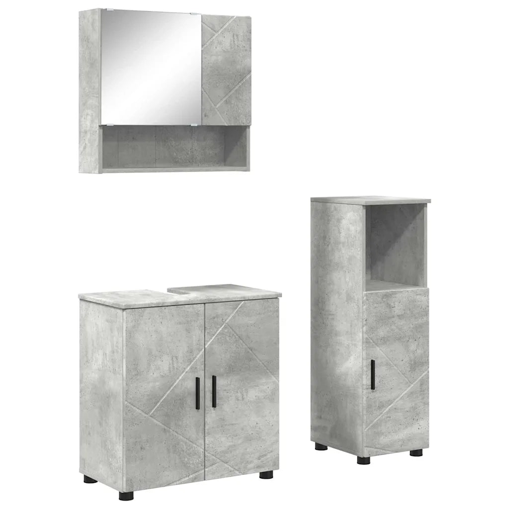 Set di mobili per il bagno con porta 3 pcs Grigio cemento
